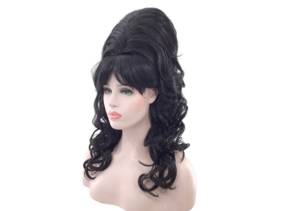 New! 1960's LONG WAVY BEEHIVE Theatrical Halloween Costume Cosplay Wig - Black