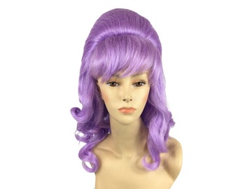 1960's CURLY LONG BEEHIVE Theatrical Halloween Costume Cosplay Wig - Purple