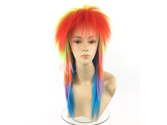 1980's PUNK ROCK Theatrical Halloween Costume Wig by Funtasy Wigs - RAINBOW