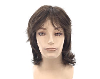 1970's SHAGGY Men's Style DELUXE Theatrical Brown Wig - johnny8