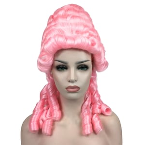 RENAISSANCE FRENCH COLONIAL Lady Premium Theatrical Halloween Costume Wig - Colonial bh Pink