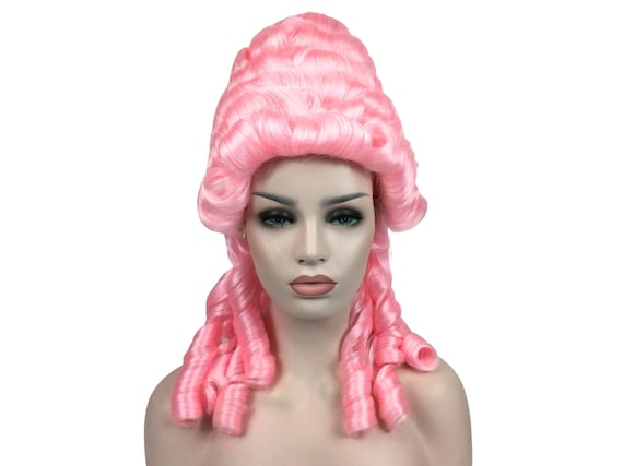 RENAISSANCE FRENCH COLONIAL Lady Premium Theatrical Halloween Costume Wig - Colonial bh Pink