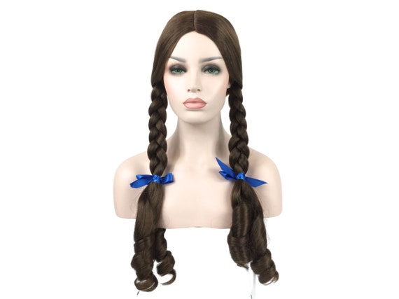 Farm Girl Deluxe Halloween Costume Theatrical Brown Pigtail Wig
