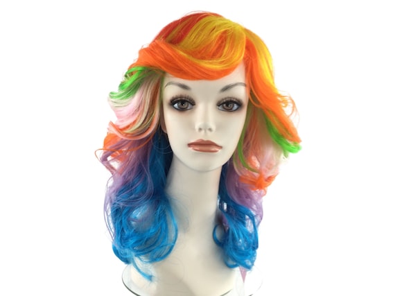 RAINBOW COSPLAY RAVE Anime Halloween Costume Wig by Funtasy Wigs Frh