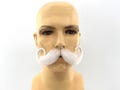 Theatrical Quality Synthetic Hair Premium Large Handlebar Mustache-White EM-72 1003