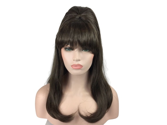 1960's LONG BEEHIVE Style Premium Theatrical Halloween Costume Wig by Funtasy Wigs - BROWN