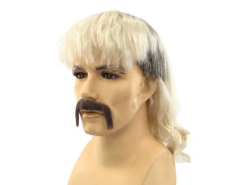 NEW! Exotic Joe  Inspired Theatrical Character Halloween Costume Wig & Mustache Set