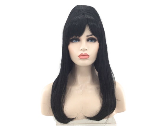 1960's PREMIUM BEEHIVE Style Theatrical Halloween Costume Wig by Funtasy Wigs-BLACK