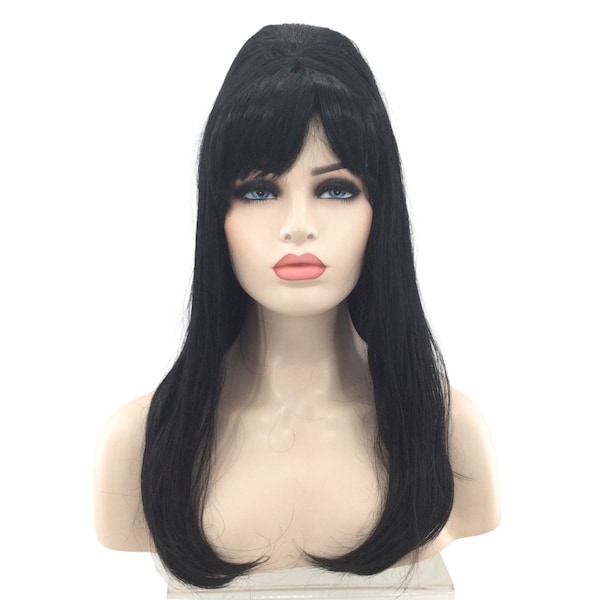 1960's PREMIUM BEEHIVE Style Theatrical Halloween Costume Wig by Funtasy Wigs-BLACK