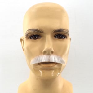 NEW! Theatrical Quality Synthetic Hair Premium Full Mustache - GM-121 #60 Silver White