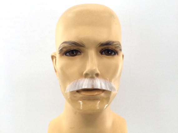 NEW! Theatrical Quality Synthetic Hair Premium Full Mustache - GM-121 #60 Silver White