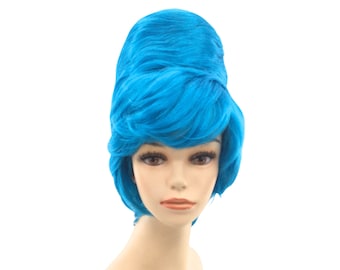 1950's Classic Round BEEHIVE Theatrical Costume Wig by Funtasy Wigs - LSBH Blue