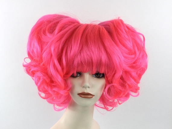 Pom-Pom Anime Rave Cosplay Costume Wig by Funtasy Wigs - Hot Pink