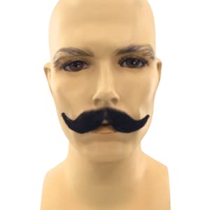 NEW! Theatrical Quality Premium Handle Bar Mustache - EM-14 Black