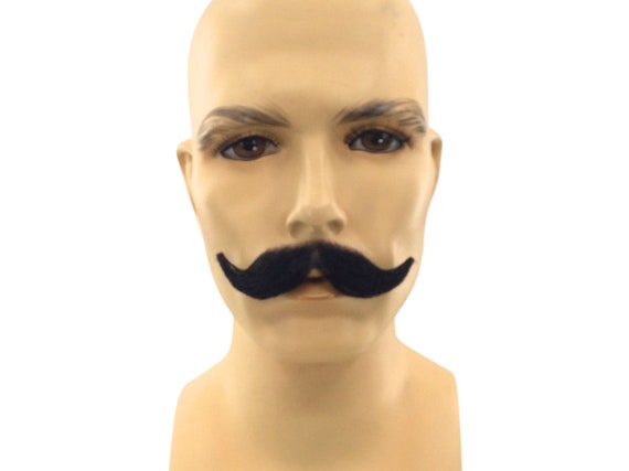 NEW! Theatrical Quality Premium Handle Bar Mustache - EM-14 Black