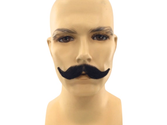 NEW! Theatrical Quality Premium Handle Bar Mustache - EM-14 Black