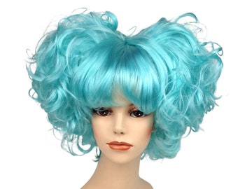 RAVE Anime Cosplay Pom-Pom Costume Wig by Funtasy Wigs - Baby Blue