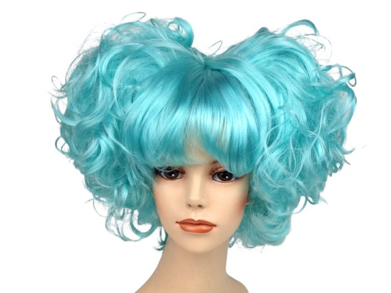 RAVE Anime Cosplay Pom-Pom Costume Wig by Funtasy Wigs - Baby Blue