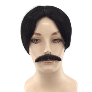 Kooky Family Character Theatrical Costume Wig & Mustache Set by Funtasy Wigs - DWT1/GM151 Black