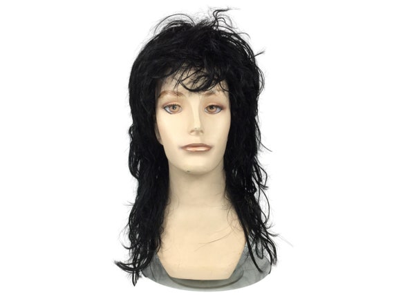 GLAM 90s ROCKSTAR Character Theatrical Halloween Costume Wig by Funtasy Wigs - BLK