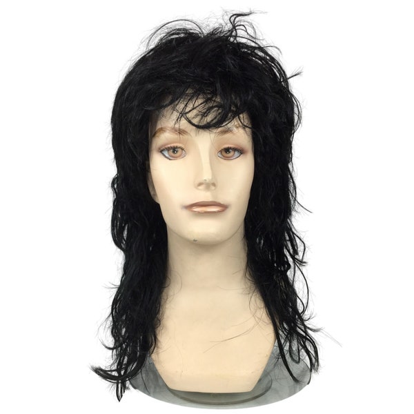 GLAM 90s ROCKSTAR Character Theatrical Halloween Costume Wig by Funtasy Wigs - BLK