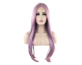 Premium Quality LACE FRONT High-Heat Fiber Long Fashion Wig - Lavender