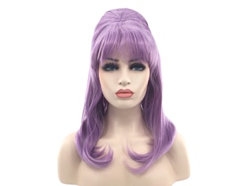 Light Purple Straight Beehive Costume Wig Retro Groovy 60s  display picture 1