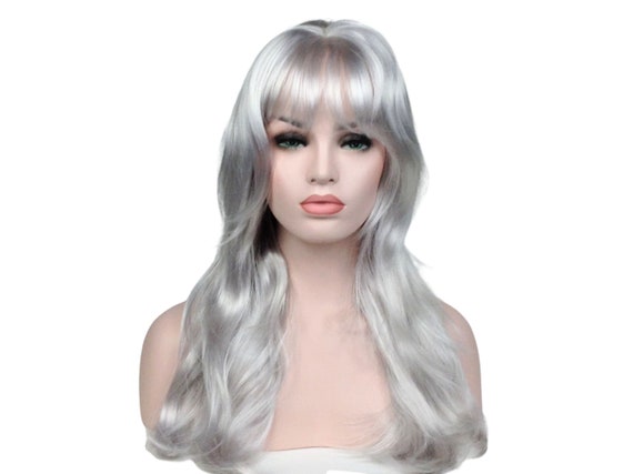 SILVER WHITE COSPLAY Theatrical Halloween Costume Premium Wig by Funtasy Wigs