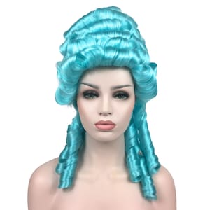 RENAISSANCE FRENCH COLONIAL Lady Theatrical Halloween Costume Wig - Colonial bh L.Blue