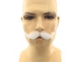 NEW! Theatrical Quality Synthetic Hair Premium Handlebar Mustache - EM14 1003 Silver White