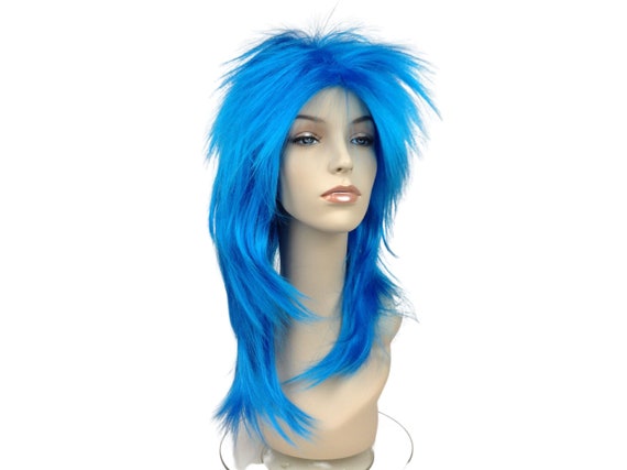 1980's PUNK ROCK Theatrical Halloween Costume Wig by Funtasy Wigs - Blue