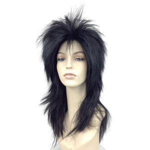 1980&#39;s PUNK ROCK Theatrical Halloween Costume Wig by Funtasy Wigs - Black