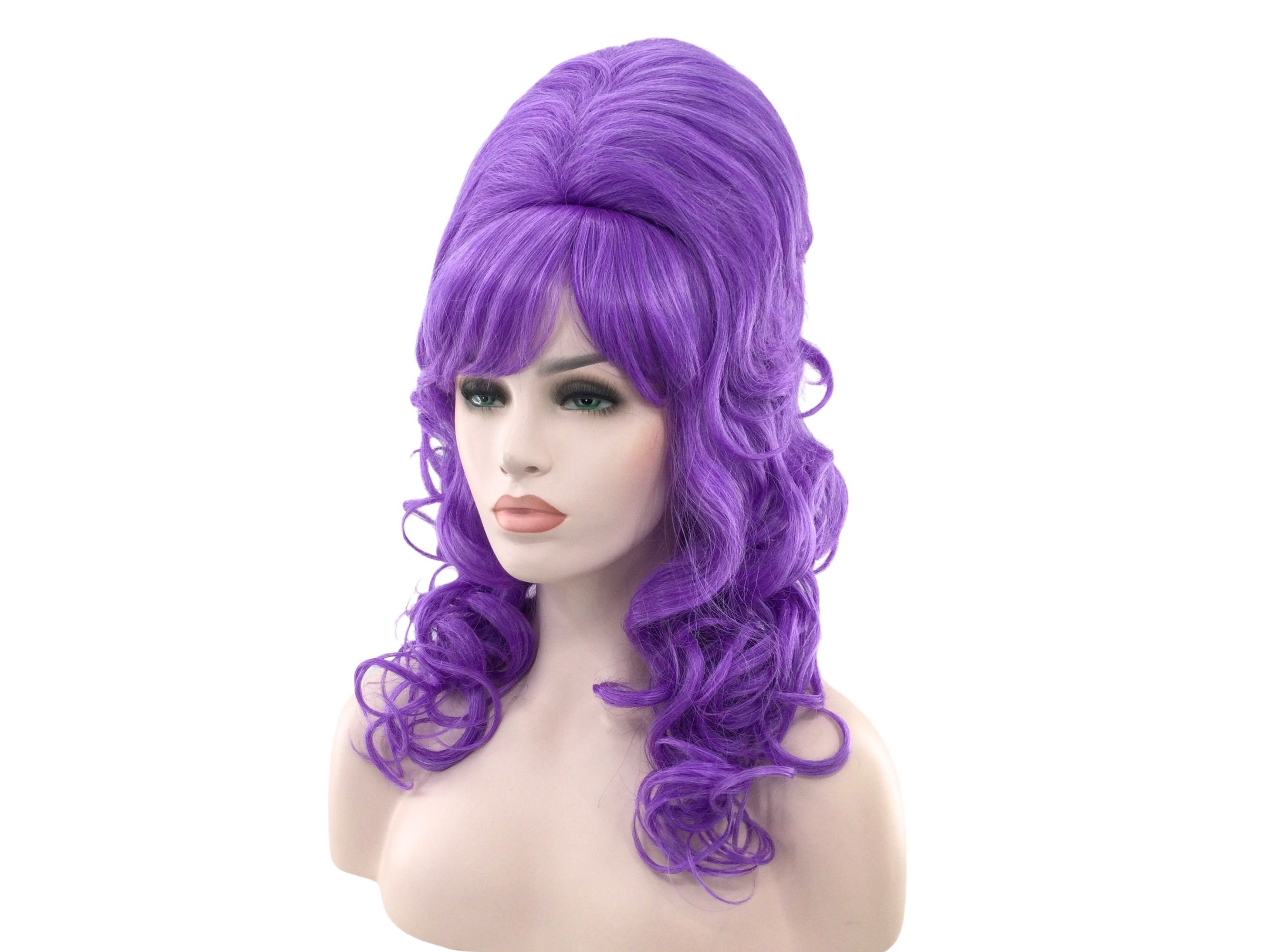 New 1960 s LONG WAVY BEEHIVE Theatrical Halloween Costume Cosplay Wig Purple Etsy