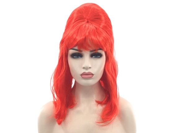 1960's CONE BEEHIVE LONG Theatrical Halloween Costume Cosplay Anime Wig - ConeBHL Red