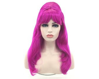 1960's CONE BEEHIVE LONG Theatrical Halloween Costume Cosplay Anime Wig - Magenta Purple ConeBhl