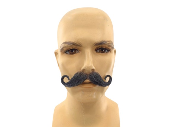 NEW! Theatrical Quality Human Hair Premium Handlebar Mustache EM134HH 51D Gray