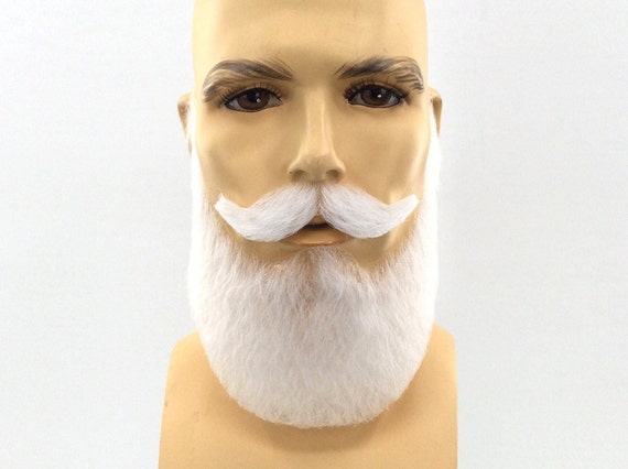 NEW! Theatrical Quality Santa Claus Premium Mustache & Beard Set - White 1001 em14gm33