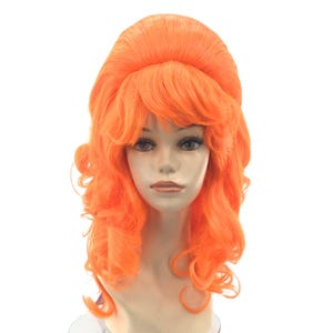 1960er Lockiger langer Bienenstock Theatralisches Halloween-Kostüm Cosplay Perücke - Orange