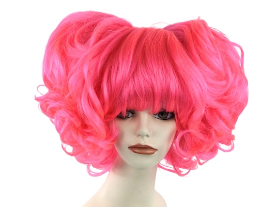 Pom-Pom Anime Rave Cosplay Costume Wig by Funtasy Wigs - Hot Pink