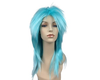 1980&#39;s PUNK ROCK Theatrical Halloween Costume Wig by Funtasy Wigs - L Blue