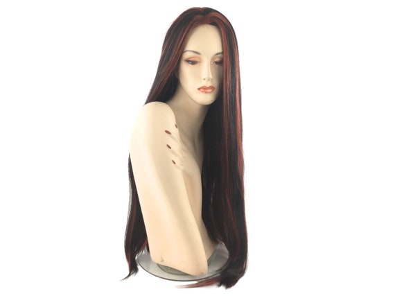 Long Straight Glamour Premium Quality Natural Wig by Funtasy Wigs - 1B/HRed