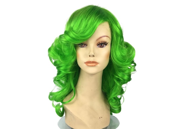 1970's FOXY FEATHERY Theatrical PREMIUM Costume Wig by Funtasy Wigs - Green