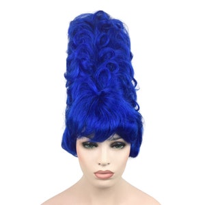 Deluxe Marge Style High Beehive Costume Cosplay Wig by Funtasy Wigs - Dark Blue