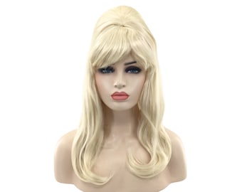 Jaren 60-stijl blonde bombshell theatrale Halloween-bijenkorfpruik by Funtasy Wigs CONEBHL 613