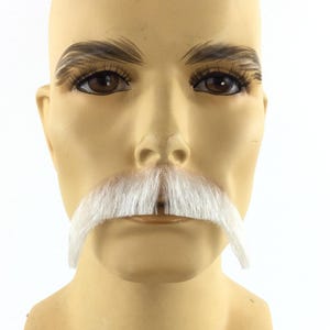 NEW! Theatrical Quality Synthetic Hair Premium Mustache - White - GM12 #60