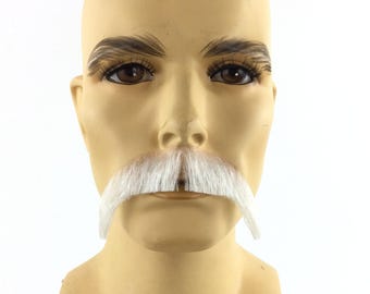 NEW! Theatrical Quality Synthetic Hair Premium Mustache - White - GM12 #60
