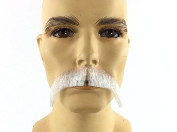 NEW! Theatrical Quality Synthetic Hair Premium Mustache - White - GM12 #60