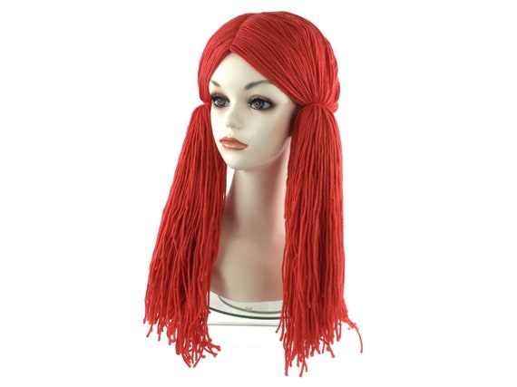 Rag Doll Halloween Costume Deluxe Red YARN Wig by Funtasy Wigs