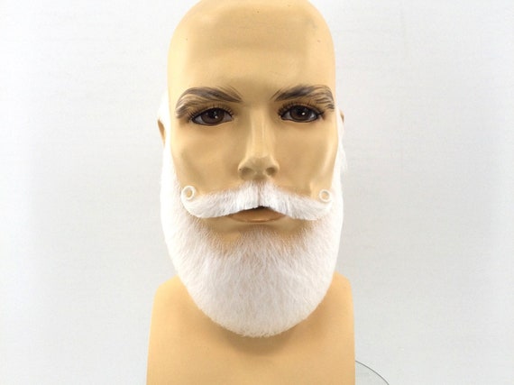 NEW! Theatrical Quality Santa Claus Premium Mustache & Beard Set - White 1001 em99/gm33