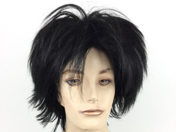Mens Deluxe Quality Theatrical Halloween Costume Black Wig by Funtasy Wigs